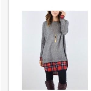 Plaid Grey Sweater Dress/Layered